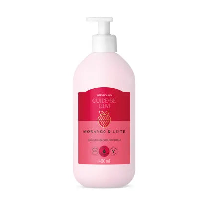 🍓🥛 Loção Hidratante Morango e Leite – 400ml Hidratação delicada com toque doce e nutritivo.